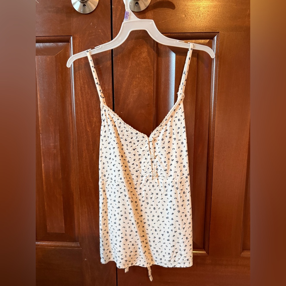 Brandy Melville Cream and navy Floral cami